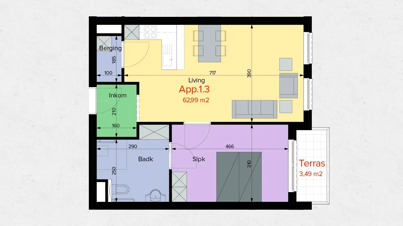 Plattegrond serviceflat type A