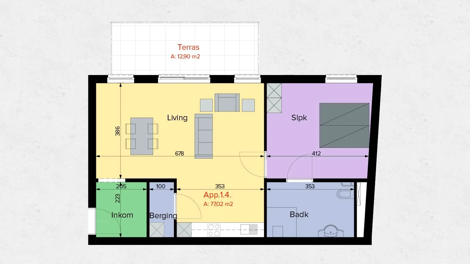 Plattegrond serviceflat type B