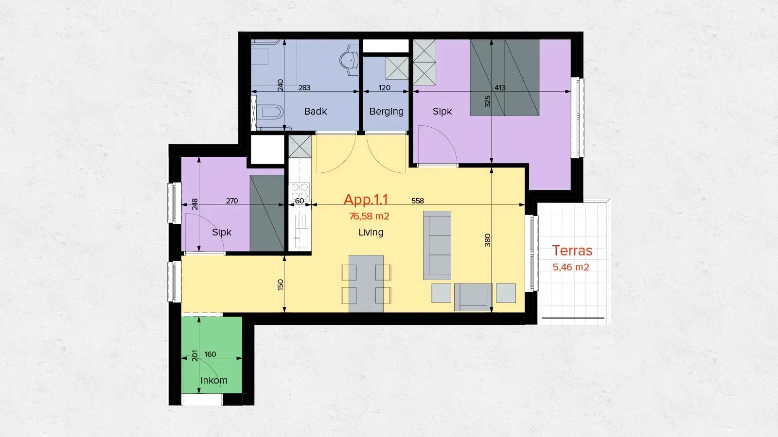 Plattegrond serviceflat type C
