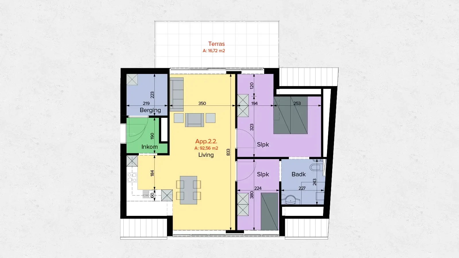Plattegrond serviceflat type D